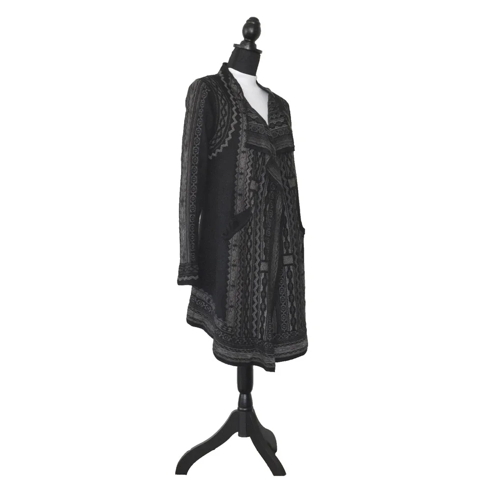 A8 Auth JOHNNY WAS Floral Embroidery Bohemian Open Front Long Cardigan Size XS